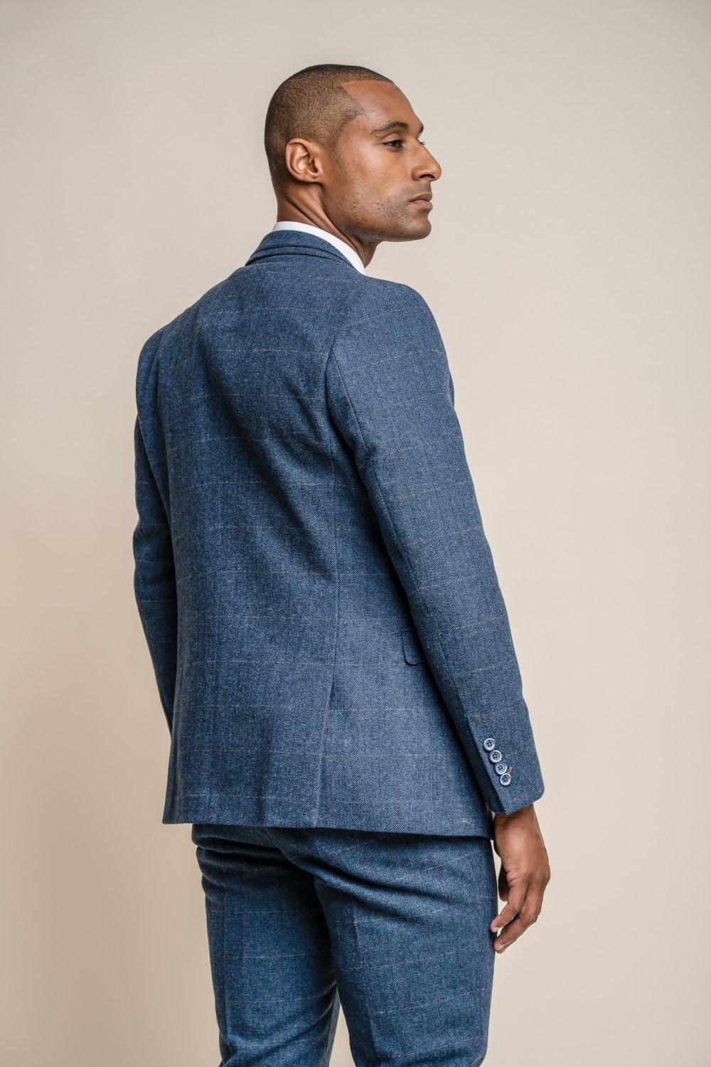 Carnegi Navy Regular Tweed Check Suit - divinusestablishment