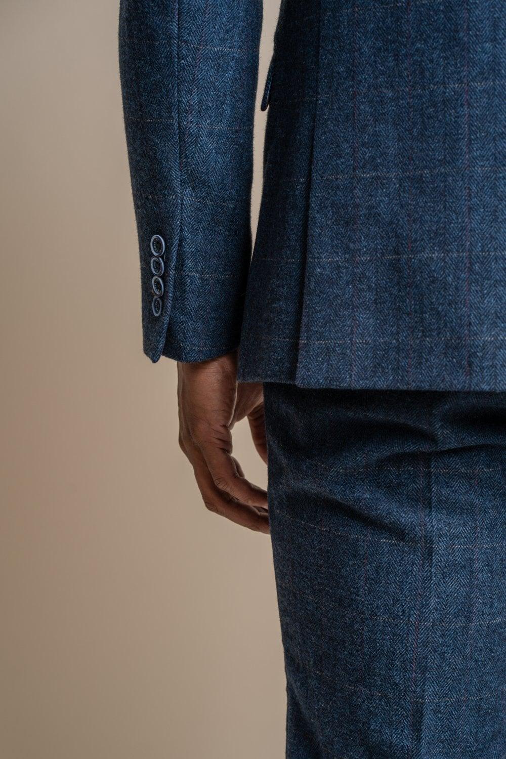 Carnegi Navy Regular Tweed Check Suit - divinusestablishment