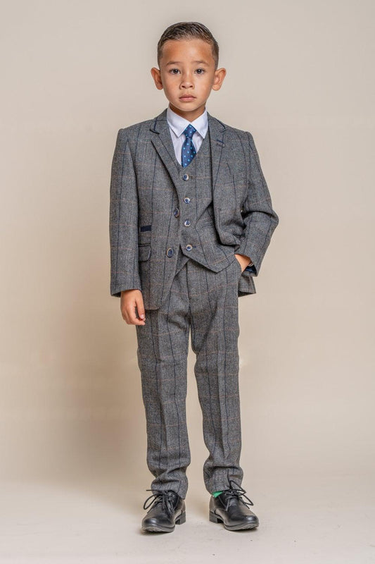 Albert Grey Tweed Check Boys Suit - divinusestablishment