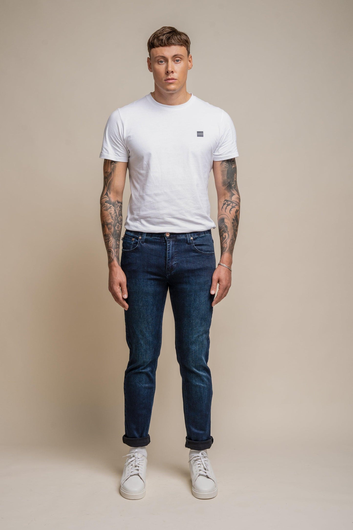 Elliot Navy Regular Stretch Slim Fit Jeans - divinusestablishment