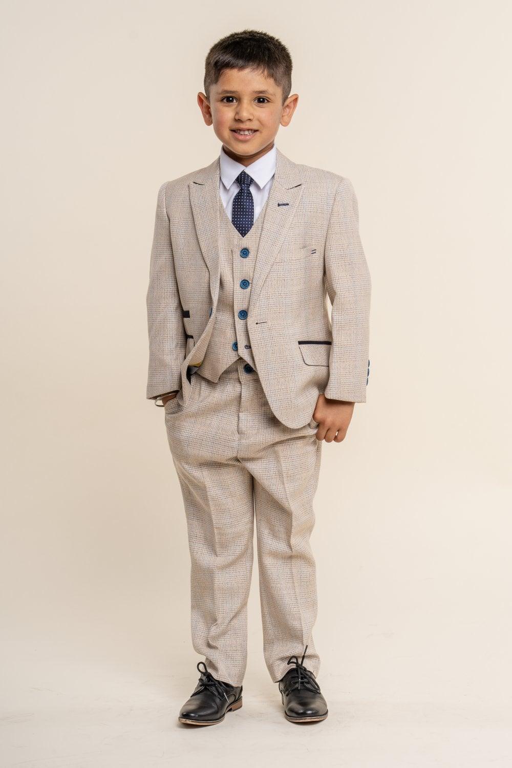 Caridi Beige Boys Three Piece Suit - divinusestablishment