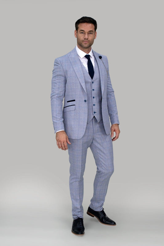 Caridi Sky Short Check Three Piece Suit - divinusestablishment