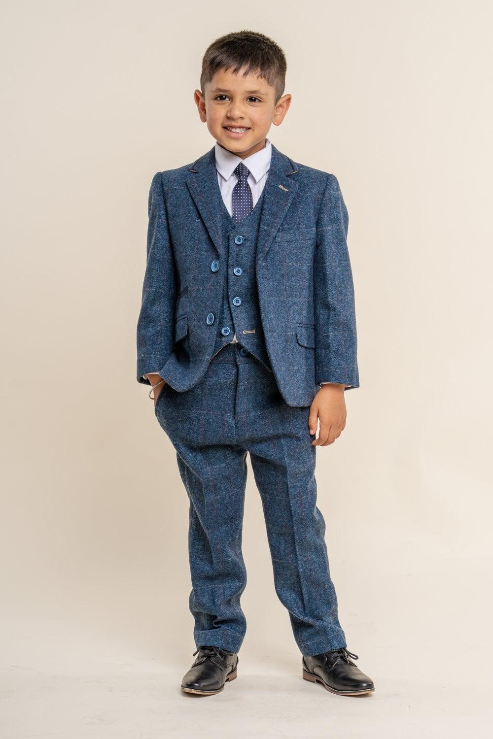 Carnegi Navy Tweed Boys Suit - divinusestablishment