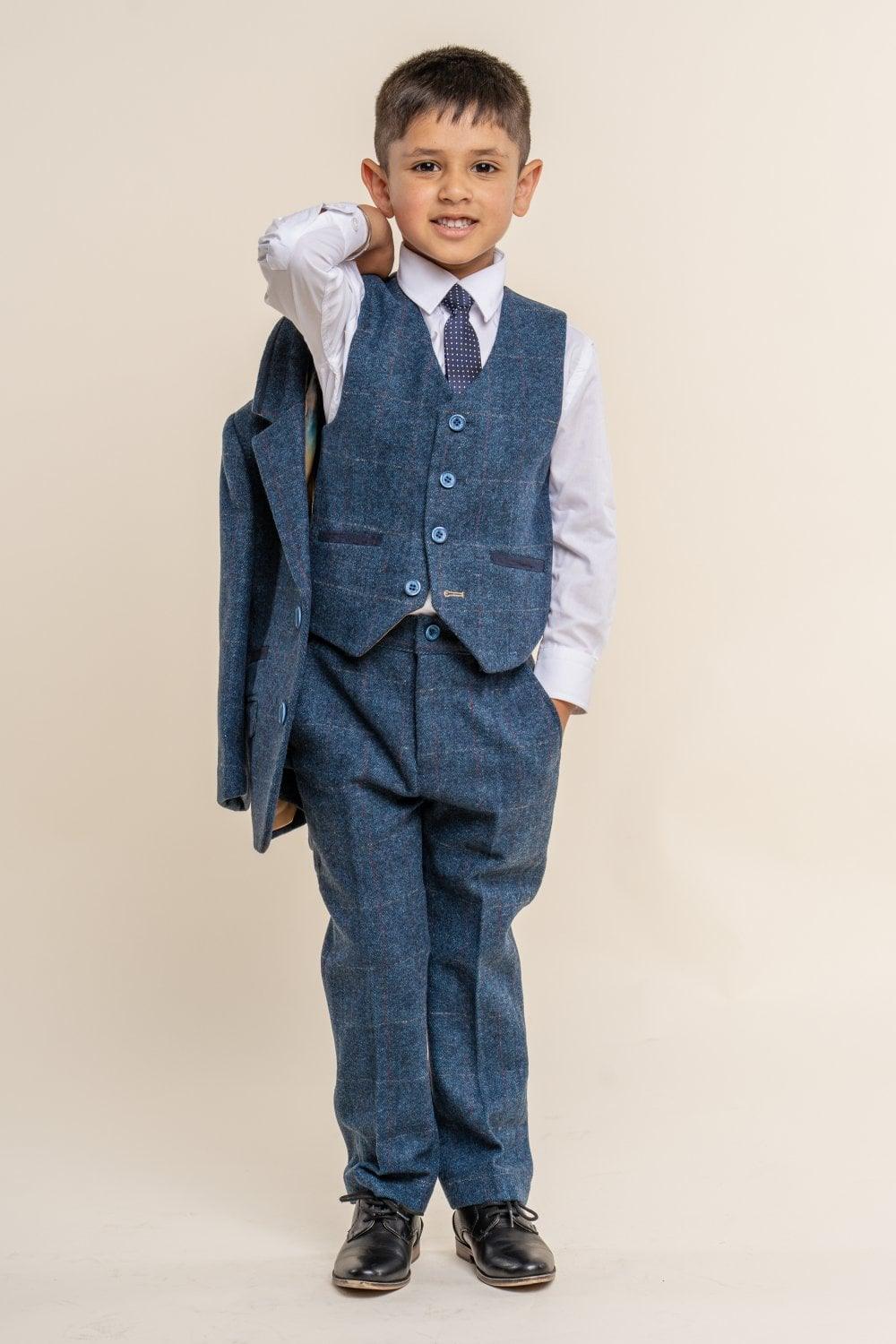 Carnegi Navy Tweed Boys Suit - divinusestablishment