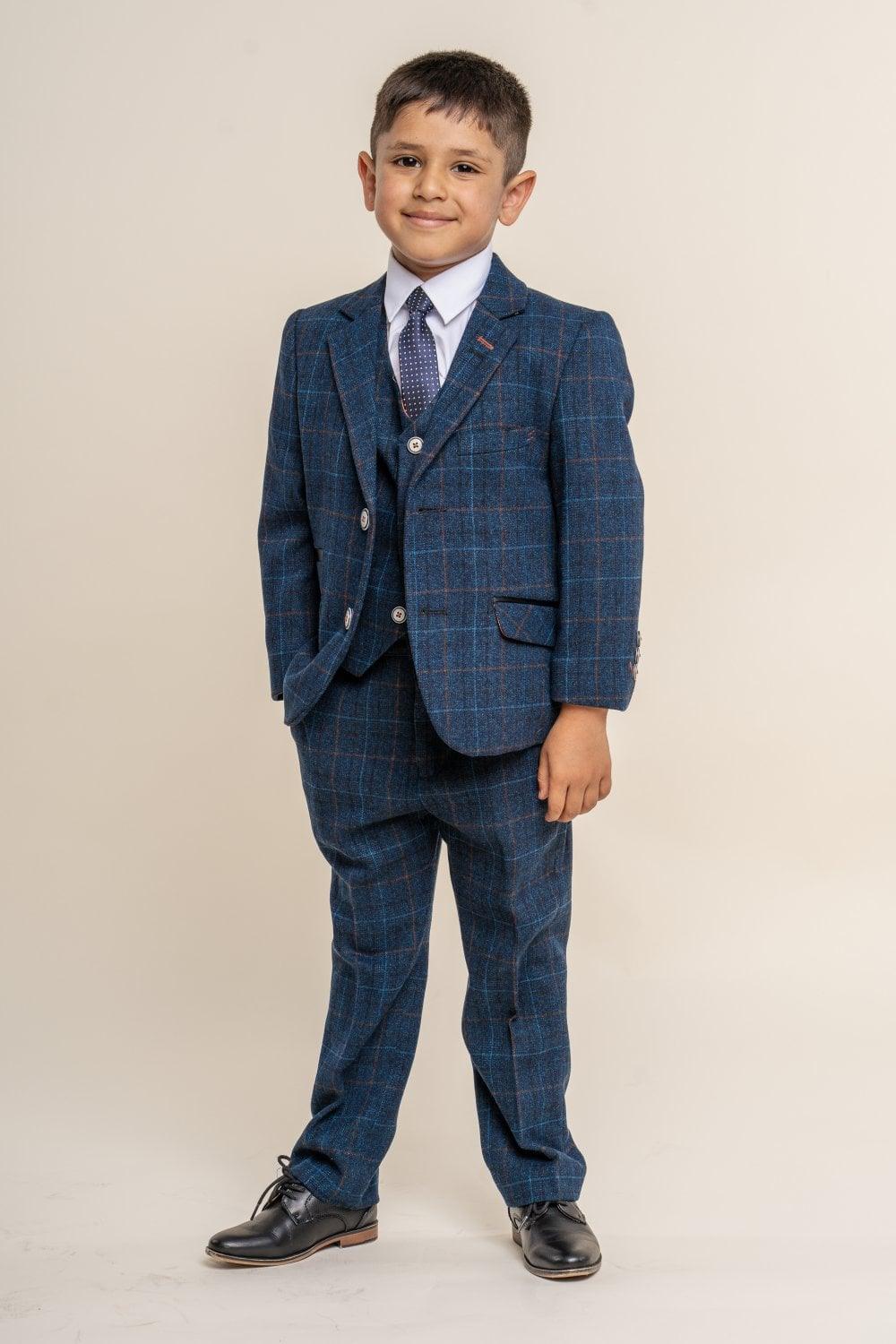 Cody Blue Tweed Boys Suit - divinusestablishment