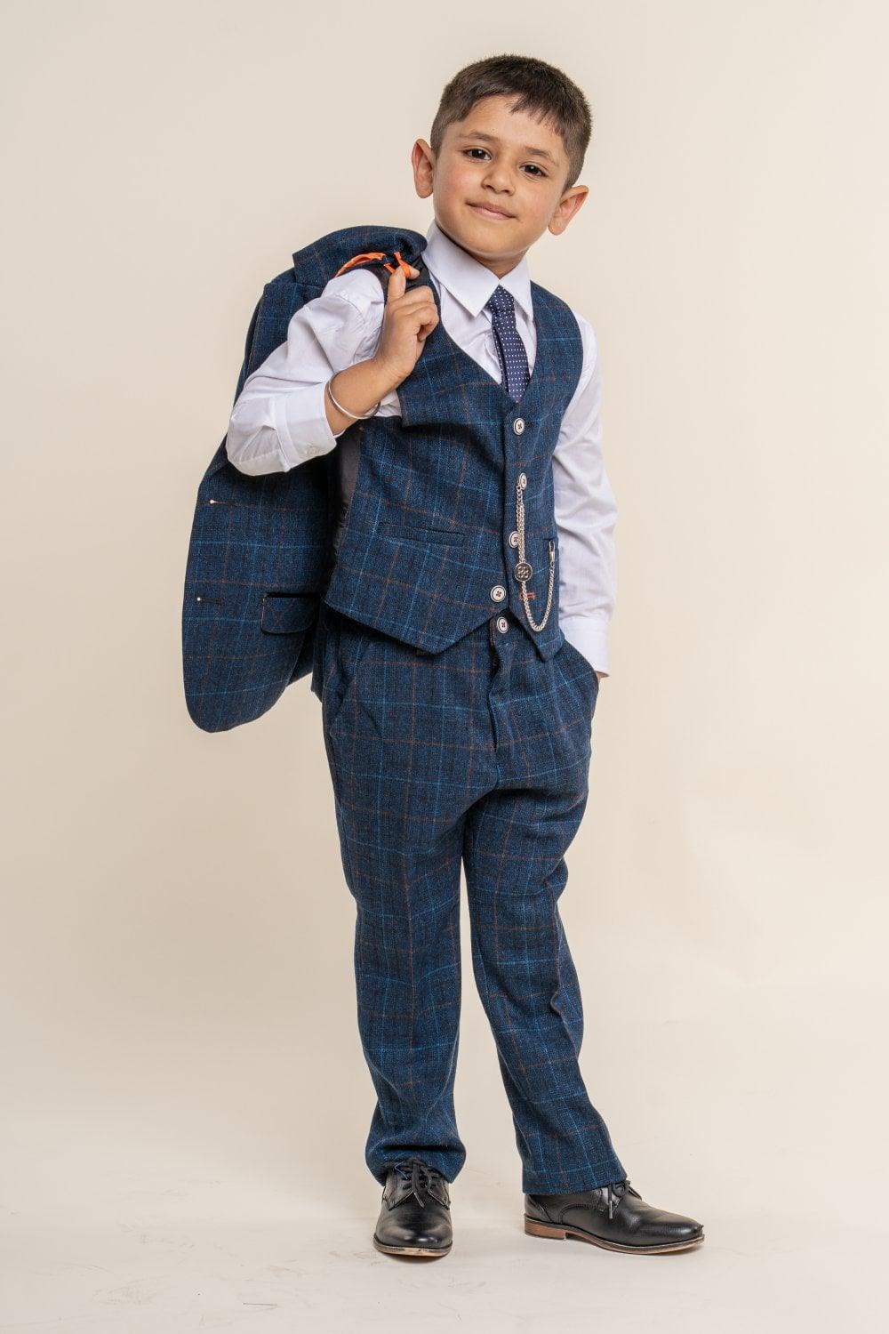 Cody Blue Tweed Boys Suit - divinusestablishment