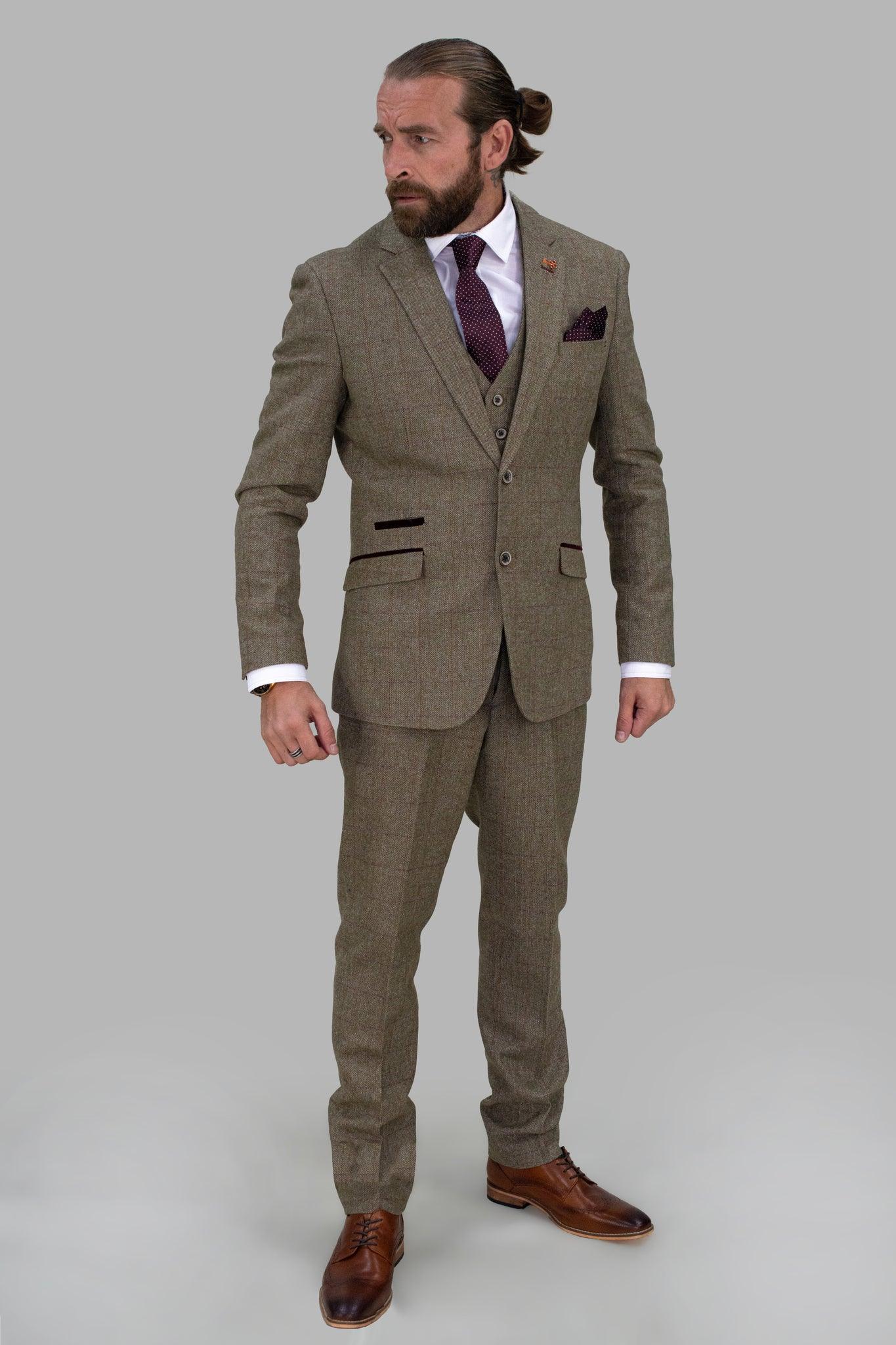 Gaston Sage Tweed Three Piece Suit - divinusestablishment