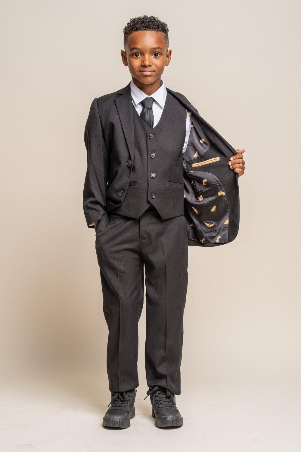 Marco Boys Black Three Piece Suit - divinusestablishment