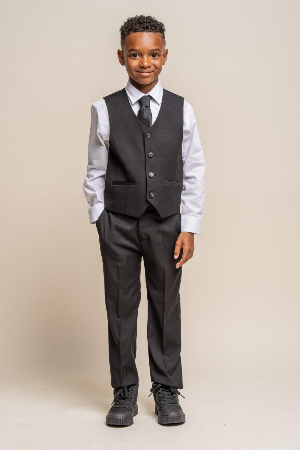 Marco Boys Black Three Piece Suit - divinusestablishment