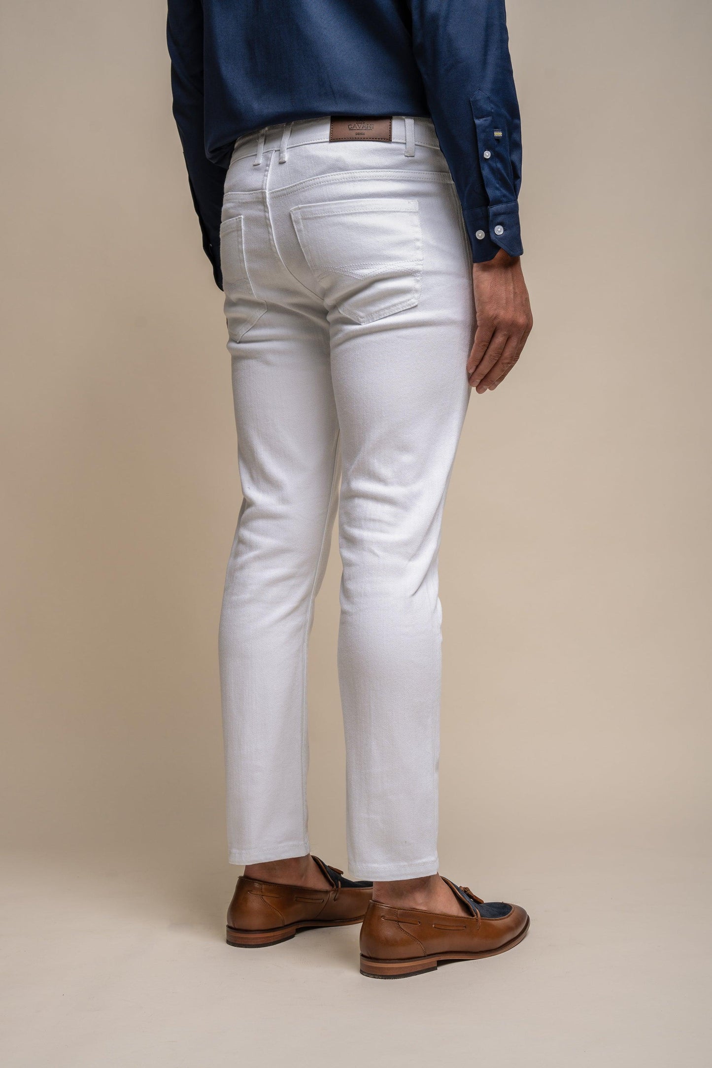 Milano White Long Stretch Denim Jeans - divinusestablishment