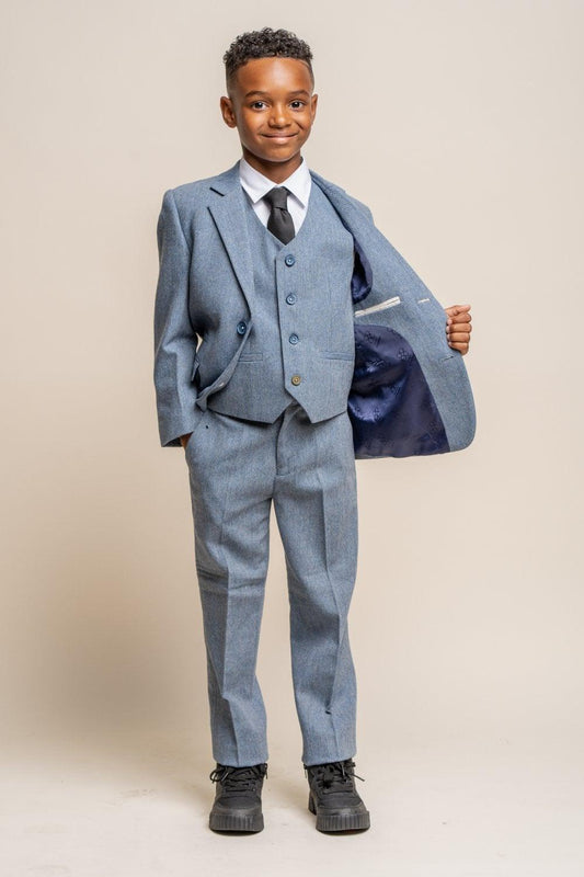 Wells Blue Boys Three Piece Suit - divinusestablishment