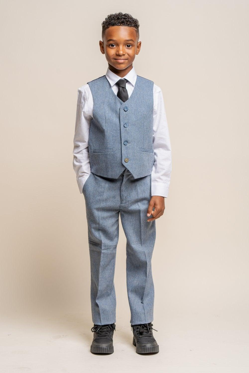 Wells Blue Boys Three Piece Suit - divinusestablishment