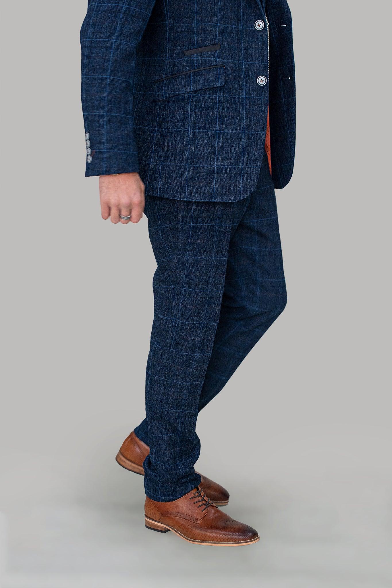 Cody Blue Check 3 Piece Suit - divinusestablishment