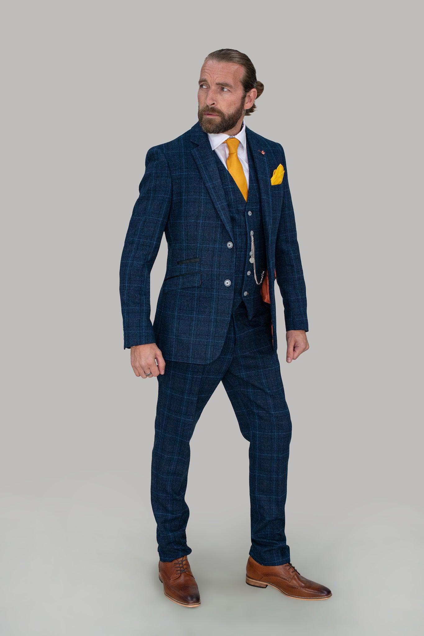 Cody Blue Check 3 Piece Suit - divinusestablishment