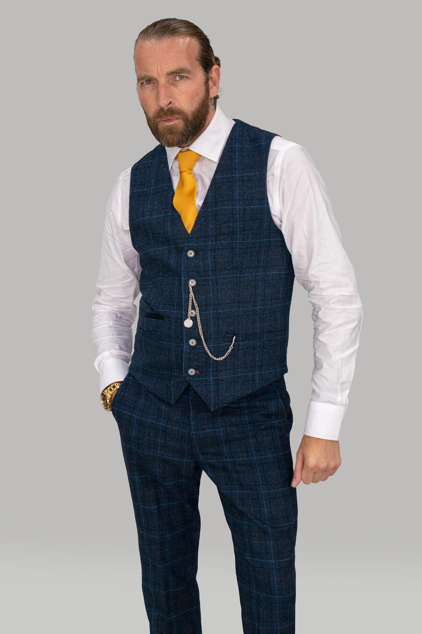 Cody Blue Check 3 Piece Suit - divinusestablishment