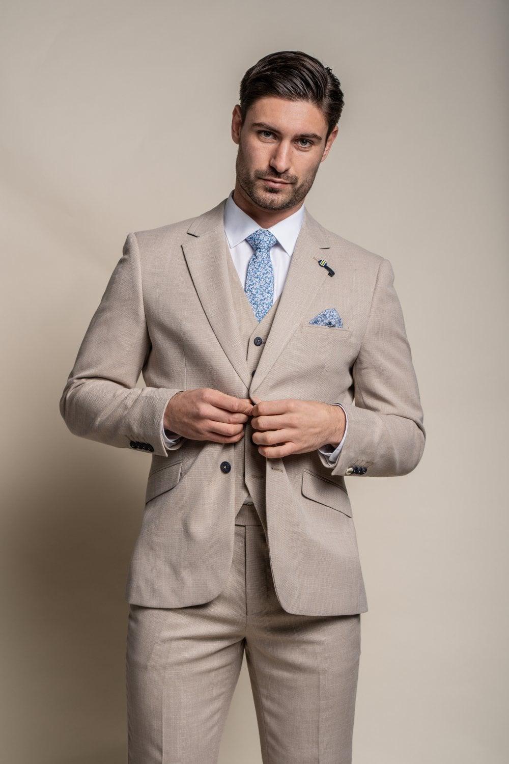 Miami Beige Three Piece Suit - divinusestablishment